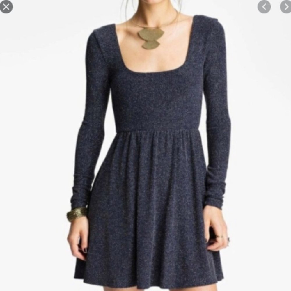 Free People Metallic Long Sleeve Dress